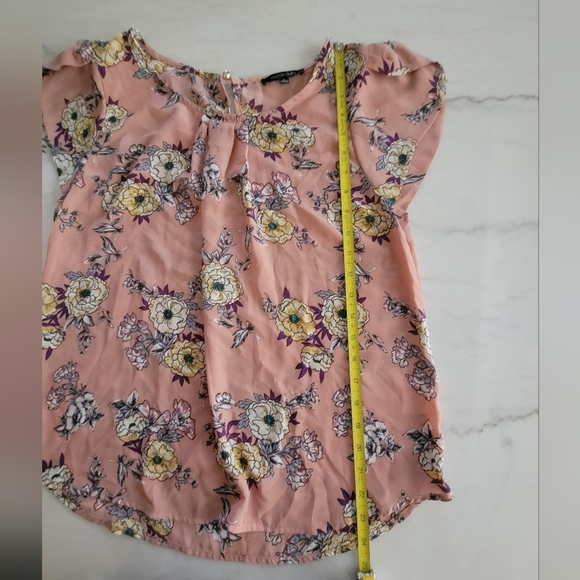 Papermoon Pink and Yellow Floral Blouse With Keyhole Back Size Large - Picture 10 of 14